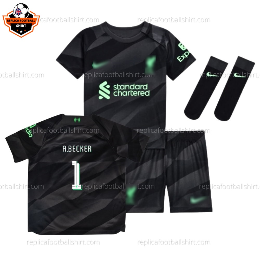 Liverpool Goalkeeper Black A.BECKER 1 Kid Replica Football Kit 23/24 - Over View