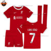 Liverpool Home Kid Replica Football Kit 23/24 LUIS DÍAZ 7 - Over View