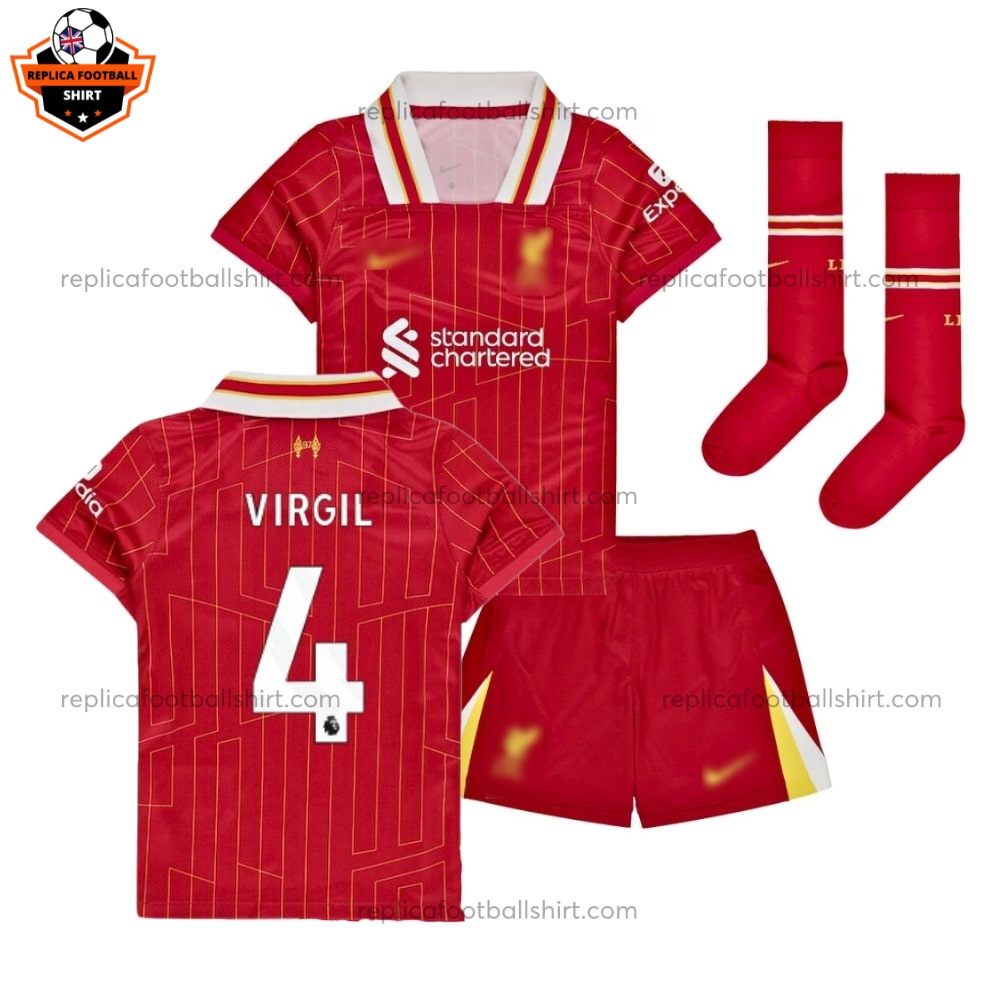 Liverpool VIRGIL 4 Home Kid Replica Football Kit 2024/25 - Over View