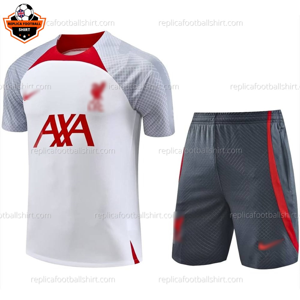 Liverpool White Red Training Adult Football Kit 2023/24 - Front View