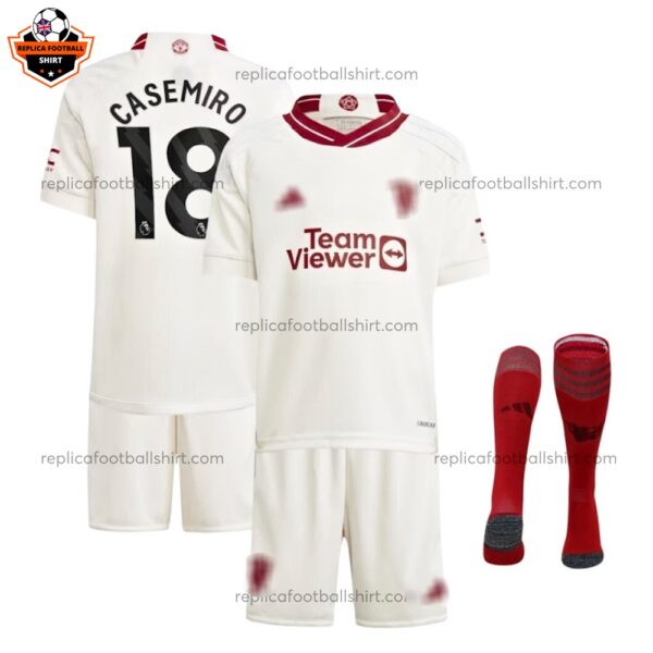 Man Utd Third Kid Replica Kit Casemiro 18 - front