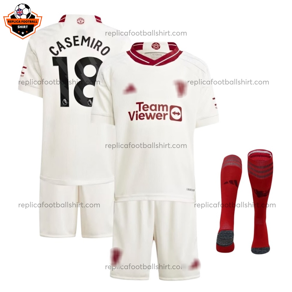 Man Utd Third Kid Replica Kit Casemiro 18 - front