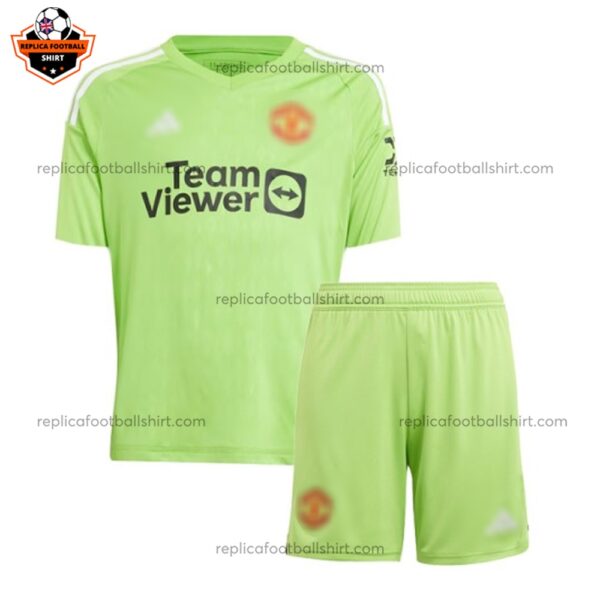 Man Utd Green Goalkeeper Kid Replica Kit - front