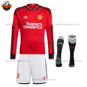 Man United Home Kid Replica Kit Long Sleeve - front