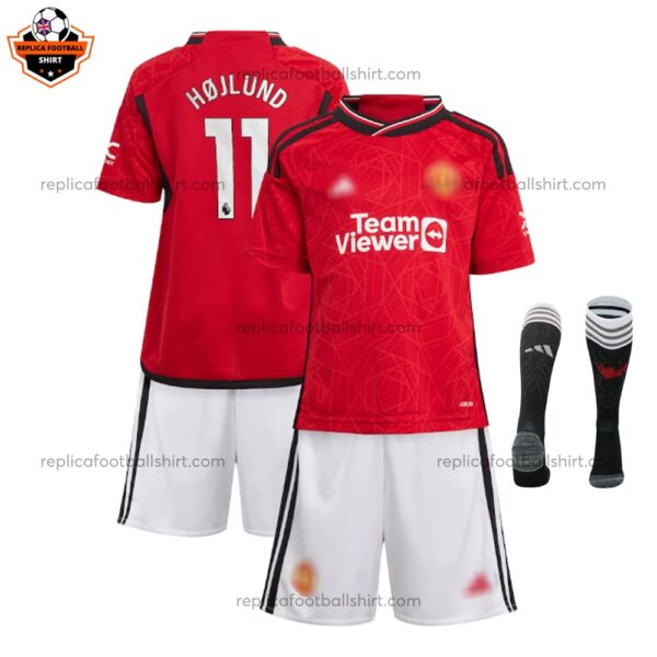 Man Utd Home Kid Replica Kit HØJLUND 11 - front