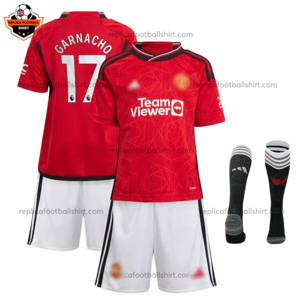 Man Utd Home Kid Replica Kit GARNACHO 17- front