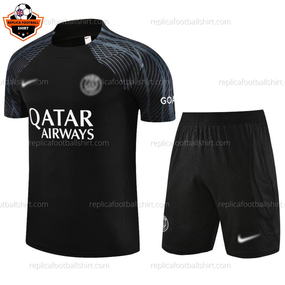Paris Saint Germain Black Training Adult Replica Football Kit 2023/24 - Front View