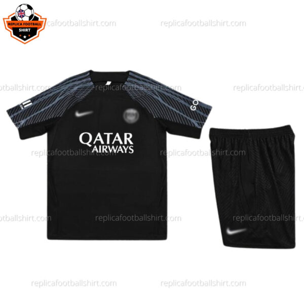 Paris Saint Germain Black Training Adult Replica Football Kit 2023/24 - Front View -1