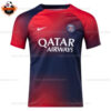 Paris Saint Germain Blue-Red Pre-Match Training Men Replica Football Shirt 2023/24 - Front View