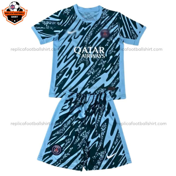 Paris Saint Germain Goalkeeper Blue Kid Replica Football Kit 2024/25 - Front View
