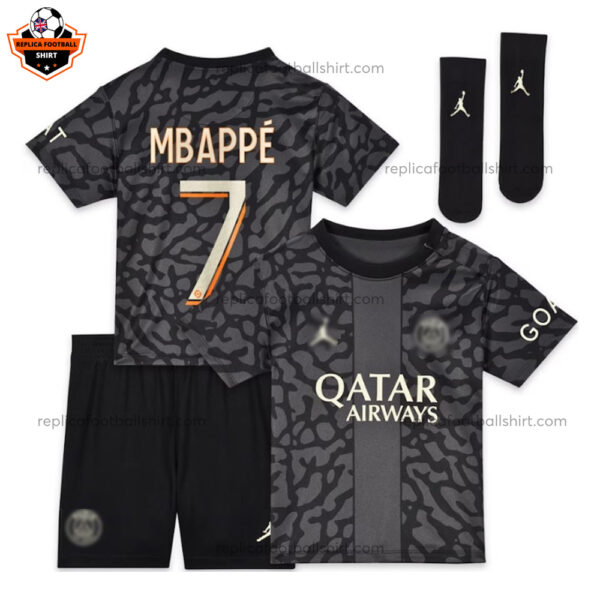Paris Saint Germain Third Kid Replica Football Kit 2023/24 MBAPPÉ 7 - Over View