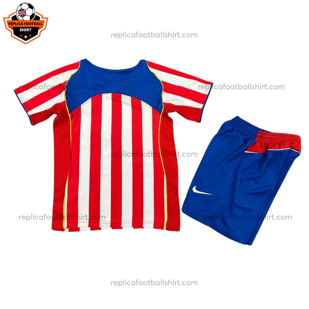 Retro Atletico Madrid Home Kid Replica Football Kit 2004/05 Back View