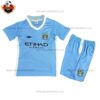 Retro Manchester City Home Kid Replica Football Kit 2011/12 Front View