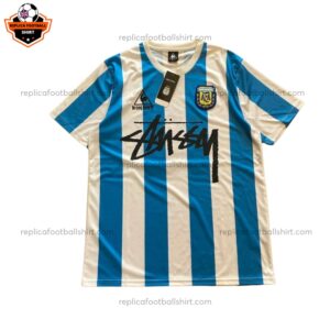 Retro Argentina Stussy Home Replica Football Shirt 1986 - Front View