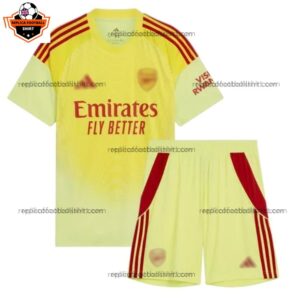 Arsenal Yellow Goalkeeper Kid Replica Football Kit 2025/26 Front View