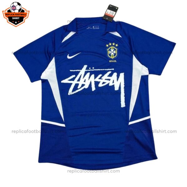 Retro Brazil Stussy Away Men Replica Football Shirt 2002 - Front View