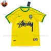 Retro Brazil Stussy Home Men Replica Football Shirt 1998 - Front View