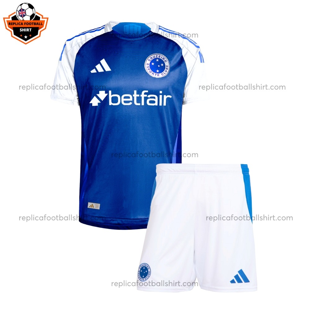 Cruzeiro Home Kid Replica Football Kit 2025/26 Front View