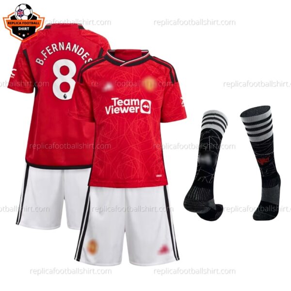 Man Utd Home Kid Replica Kit B.Fernandes 8 - front