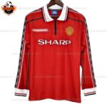 Retro Manchester United Home Men Replica Football Shirt 1998/99 Long Sleeve
