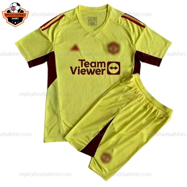 Man Utd Yellow Goalkeeper Kid Replica Kit - front
