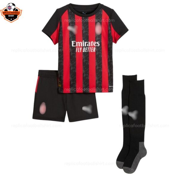 AC Milan Home Kid Replica Football Kit 2025-26 frontview