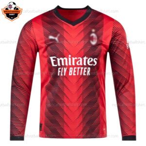 AC Milan Home Men Replica Football Shirt 2023/24 Long Sleeve - Front View