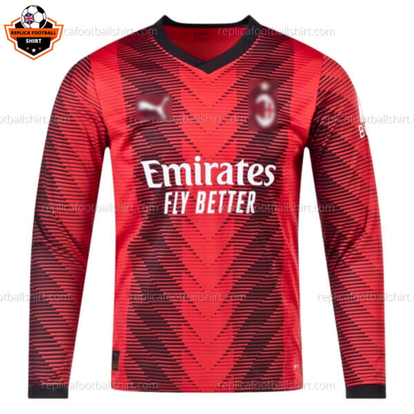 AC Milan Home Men Replica Football Shirt 2023/24 Long Sleeve - Front View