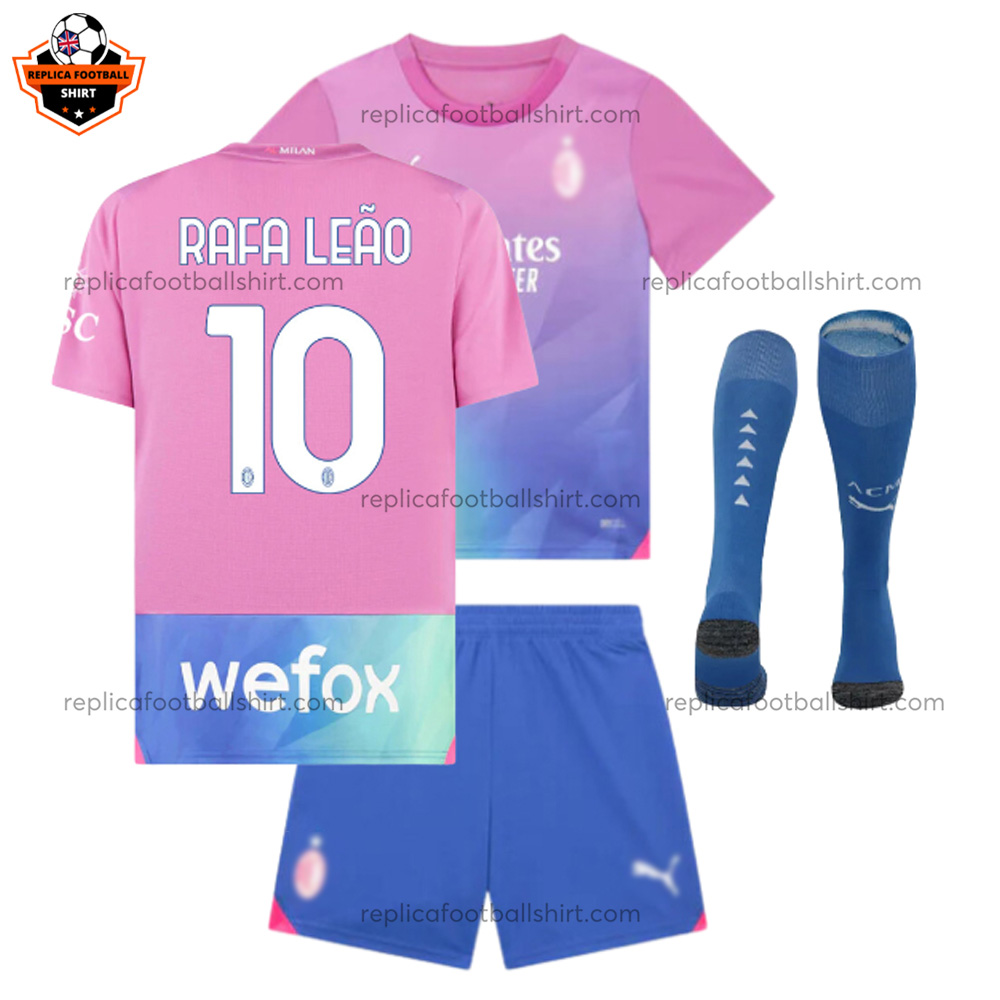 AC Milan Third Kid Replica Football Kit 2023/24 RAFA LEÃO 10 Printed - Over View