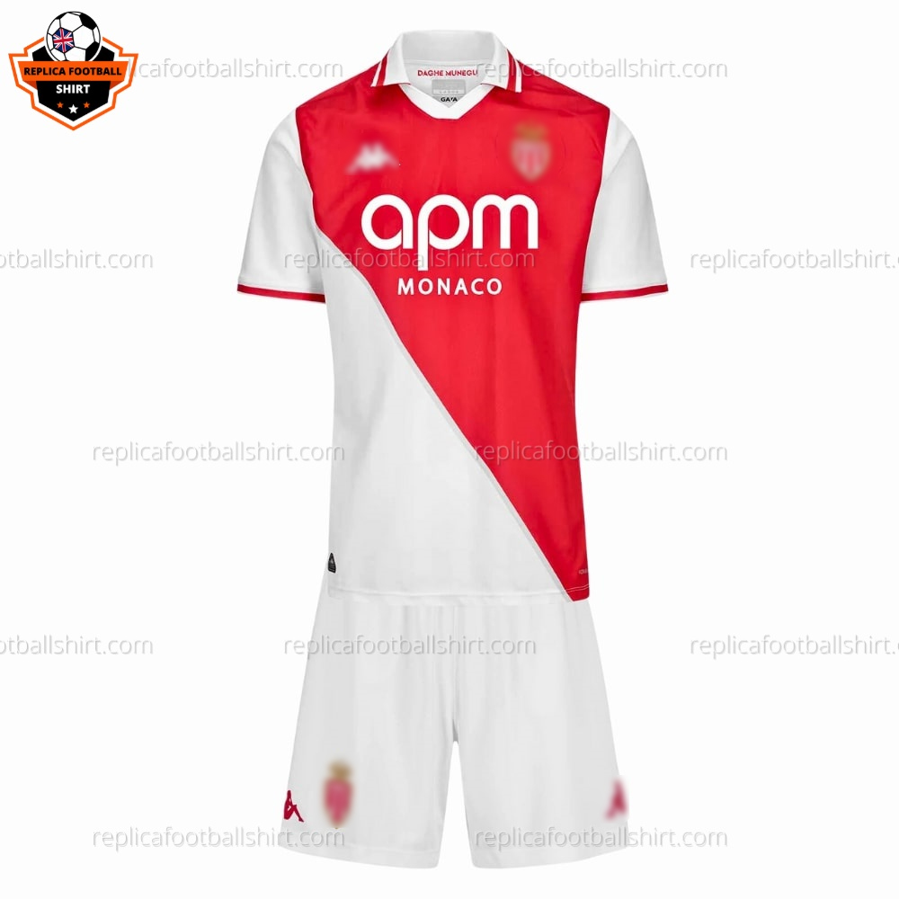 AS Monaco Home Kid Replica Football Kit 2024/25 - Front View