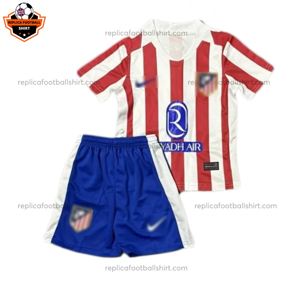 Atletico Madrid Home Kid Replica Football Kit 2025/26 - Front View