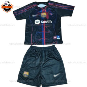 Barcelona Black Joint Edition Kid Replica Football Kit 2023/24 - Front View
