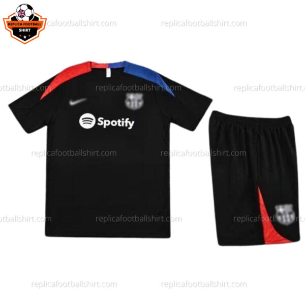 Barcelona Black Red Training Kid Replica Football Kit 2023/24 Short Sleeve - Front View
