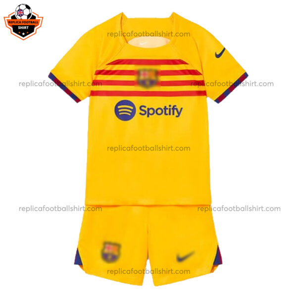 Barcelona Four Kid Replica Football Kit 2022/23 - Front View