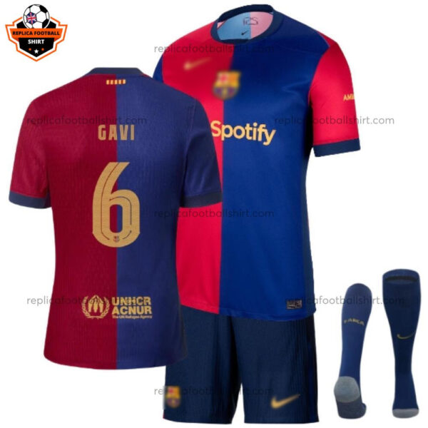 Barcelona GAVI 6 Home Kid Replica Football Kit 2024/25 Printed - Over View