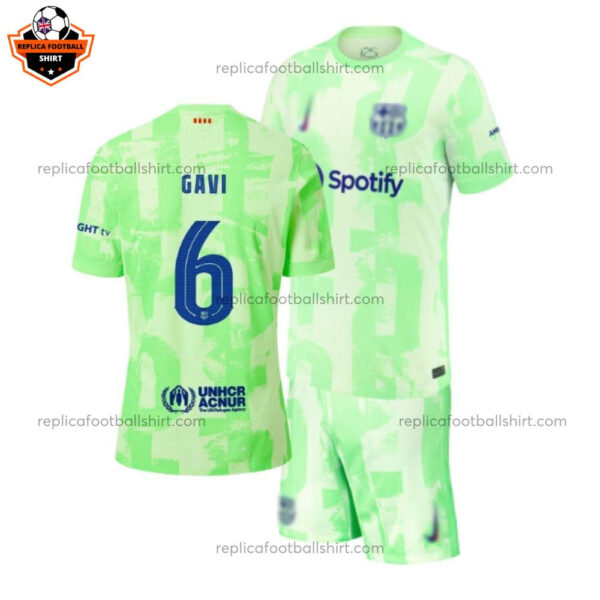 Barcelona GAVI 6 Third Kid Replica Football Kit 2024/25 Printed - Over View