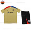 Barcelona Gold Training Kid Replica Football Kit 2023/24 Short Sleeve - Front View