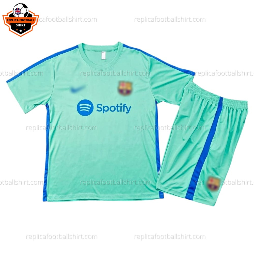 Barcelona Green Training Kid Replica Football Kit 2023/24 - Front View