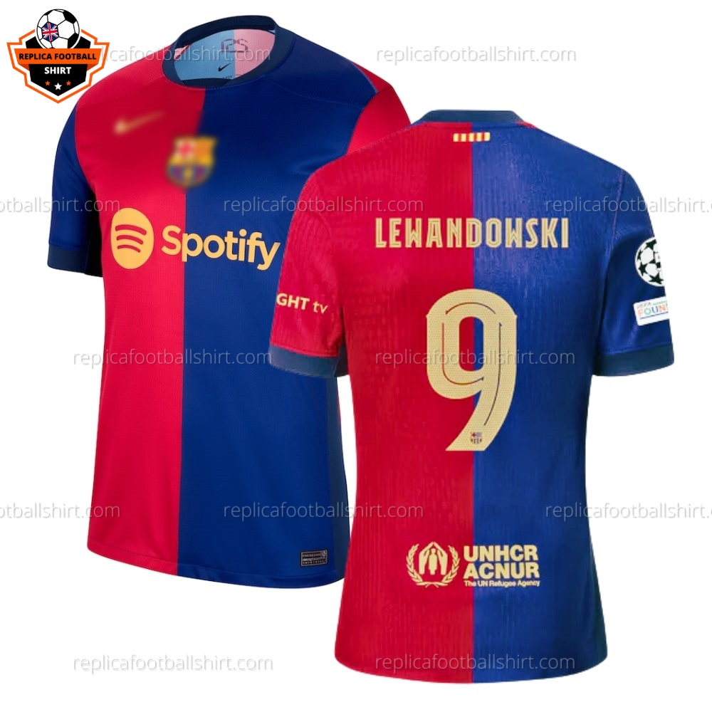 Barcelona LEWANDOWSKI 9 Home Men Replica Football Shirt 2024/25 - Over View