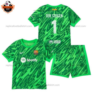 Barcelona TER STEGEN 1 Goalkeeper Kid Replica Football Kit 2024/25 Printed - Front View