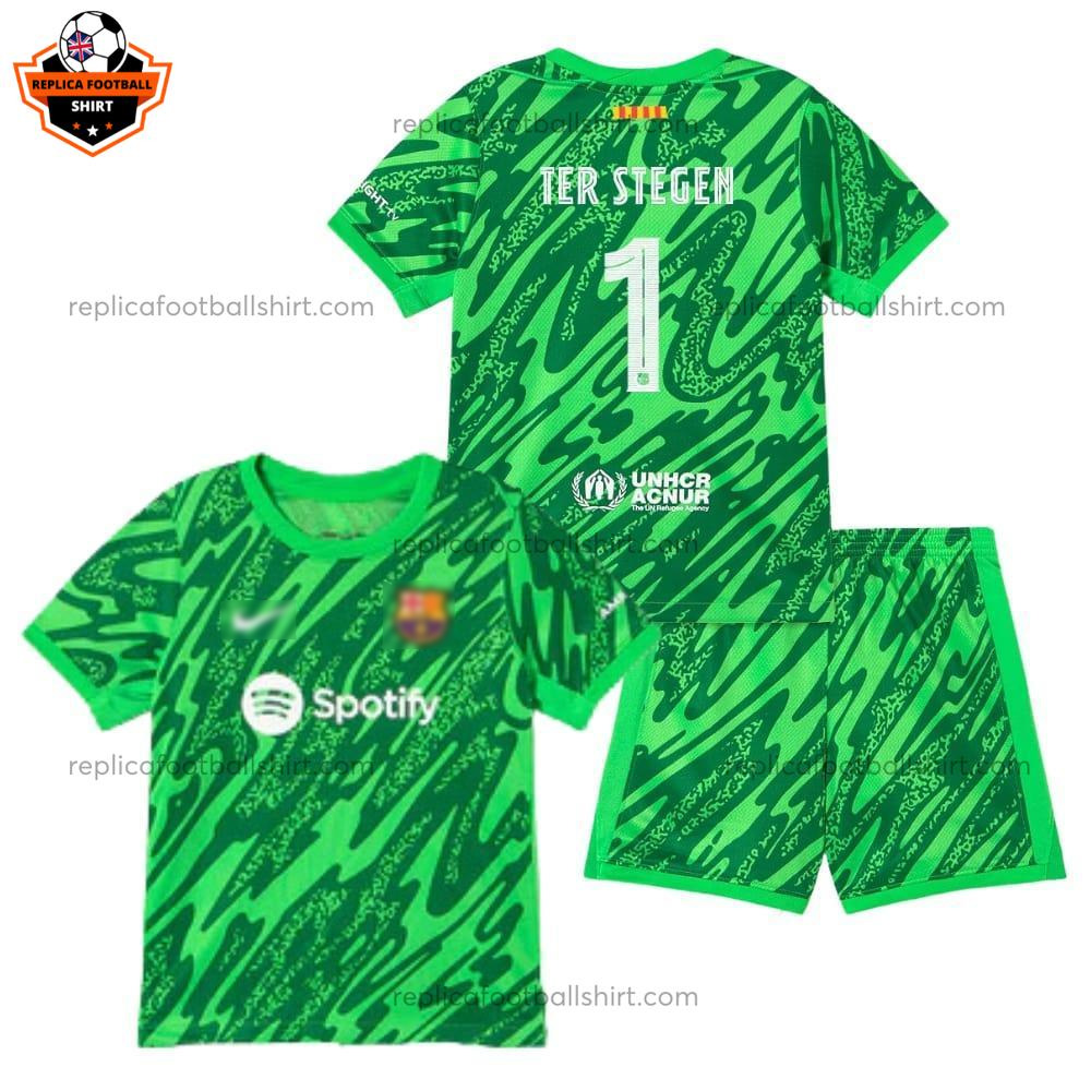 Barcelona TER STEGEN 1 Goalkeeper Kid Replica Football Kit 2024/25 Printed - Front View