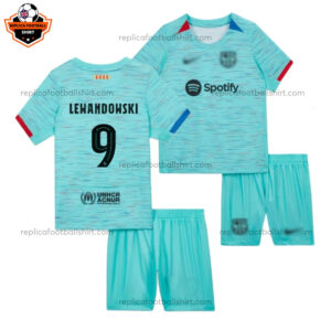 Barcelona Third Kid Replica Football Kit 2023/24 LEWANDOWSKI 9 Printed - over View