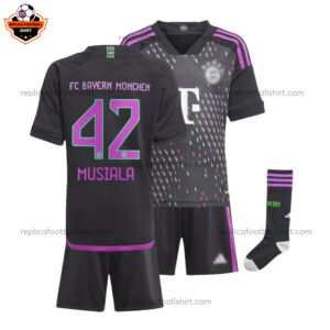 Bayern Munich Away Kid Replica Football Kit 2023/24 MUSIALA 42 Printed - Over View