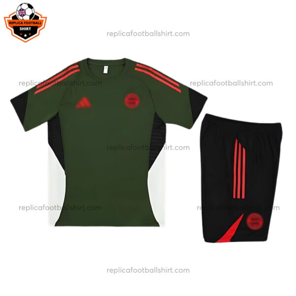 Bayern Munich Dark Green Pre Match Training Kid Replica Football Kit 2025/26 - Front View -1