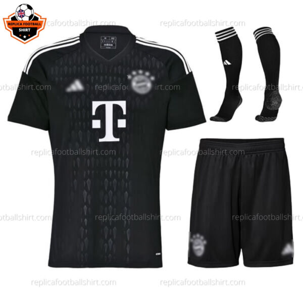 Bayern Munich Goalkeeper Black Kid Replica Football Kit 2023/24 - Front View