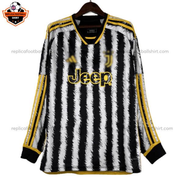 Juventus Home Men Replica Football Shirt 2023/24 Long Sleeve - Front View