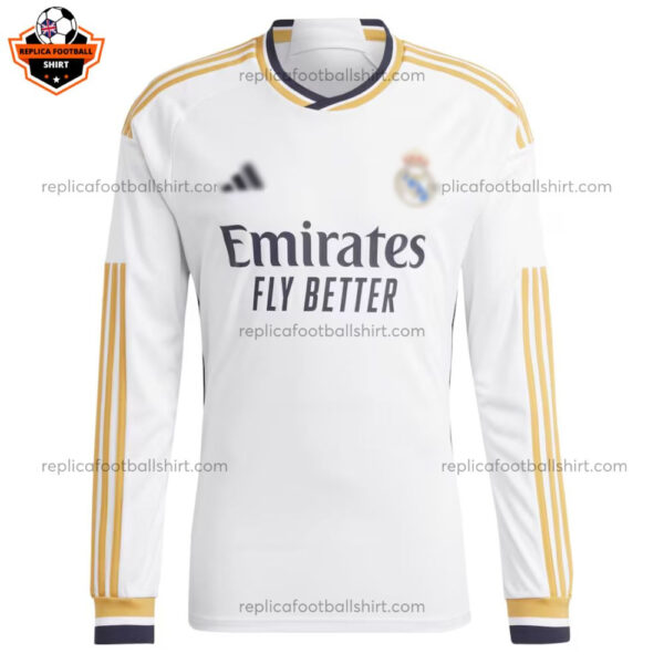 Real Madrid Home Men Replica Football Shirt 23/24 Long Sleeve - Front View