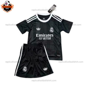 Real Madrid Black Goalkeeper Kid Replica Football Kit 2025/26 - Front View