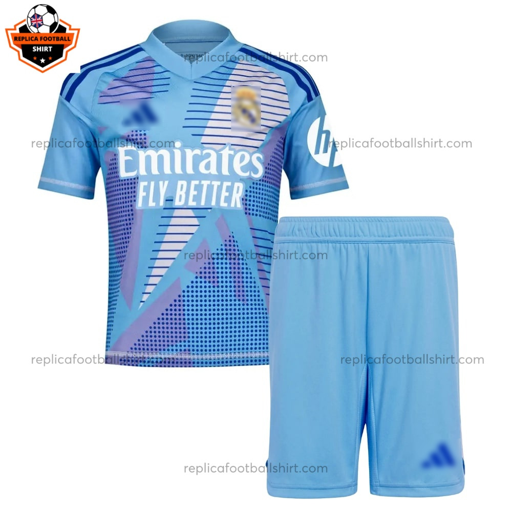 Real Madrid Blue Goalkeeper for Men and Kid Replica Football Kit 2024/25 - Front View