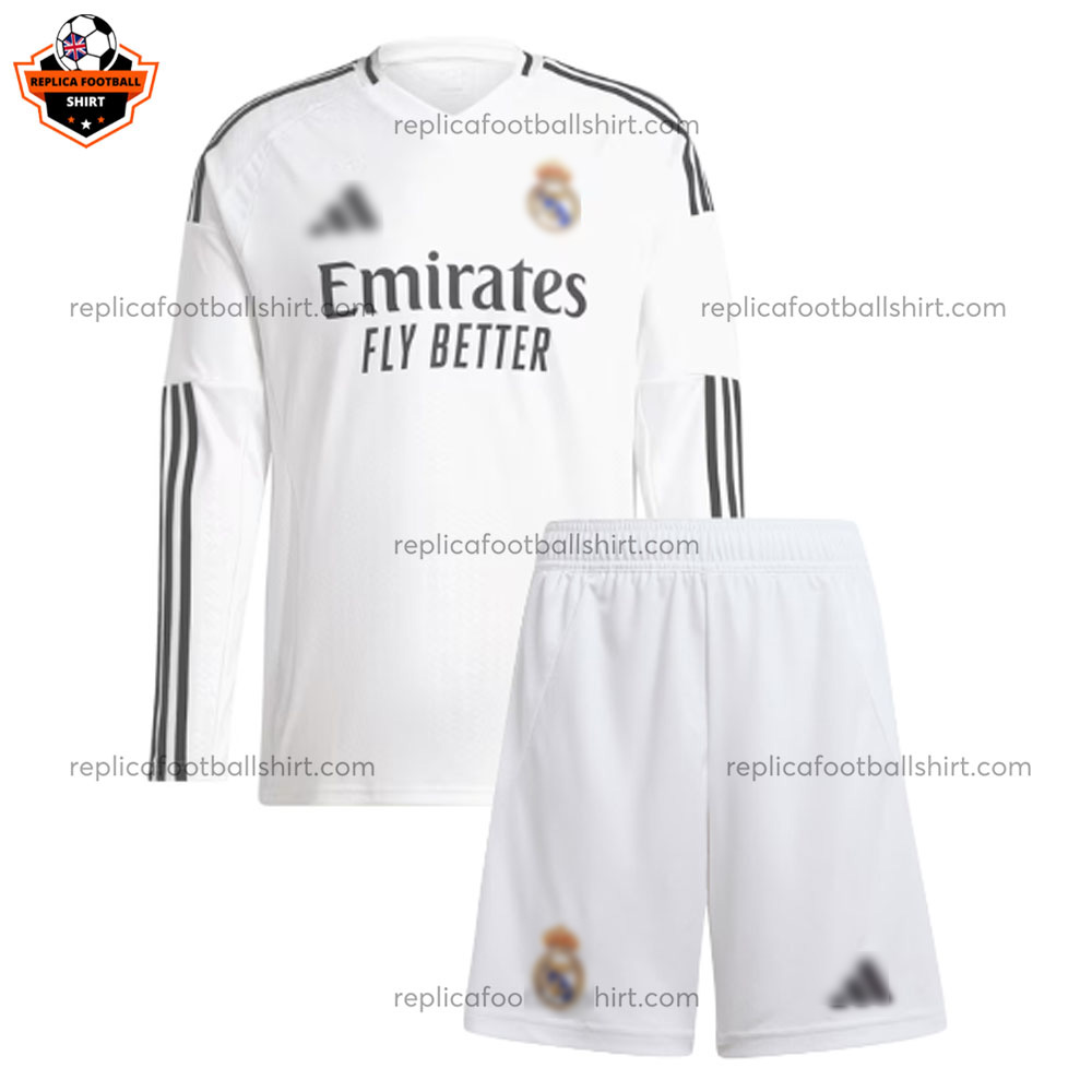 Real Madrid Home Kid Replica Football Kit 2024/25 Long Sleeve - Front View
